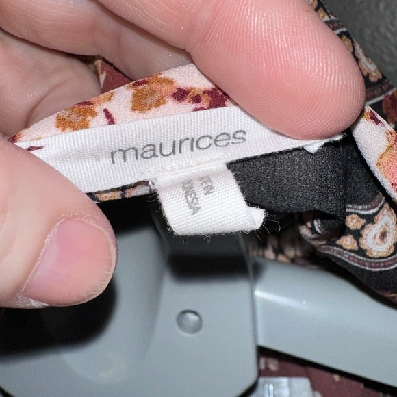 Maurices Graphic Red and Black 3/4 Sleeve Blouse - Picture 4 of 5